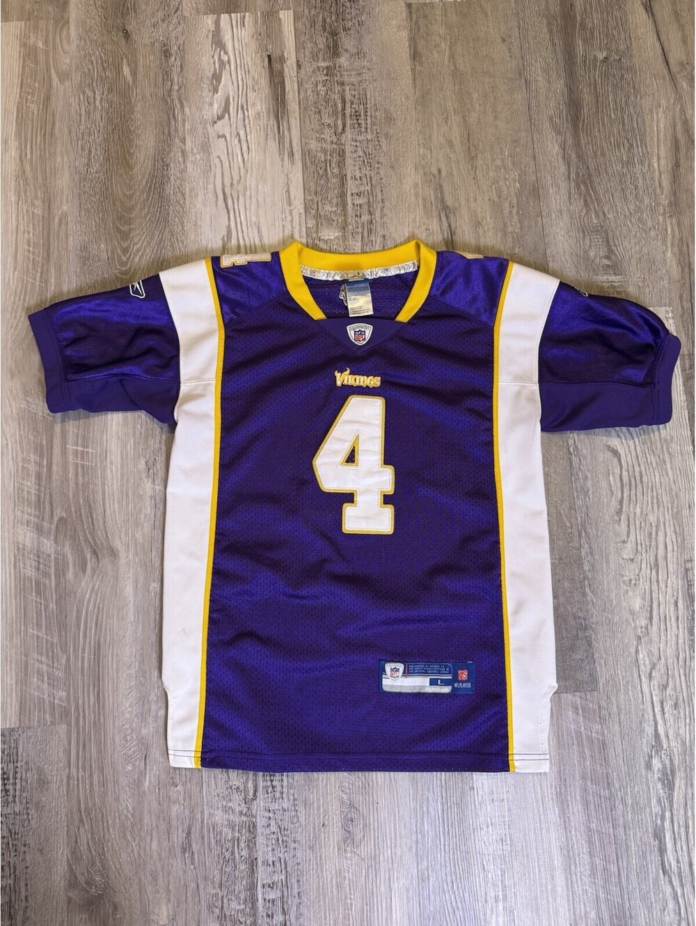 Brett Favre Minnesota Vikings #4 Reebok On Field Jersey Youth L 14-16 Purple